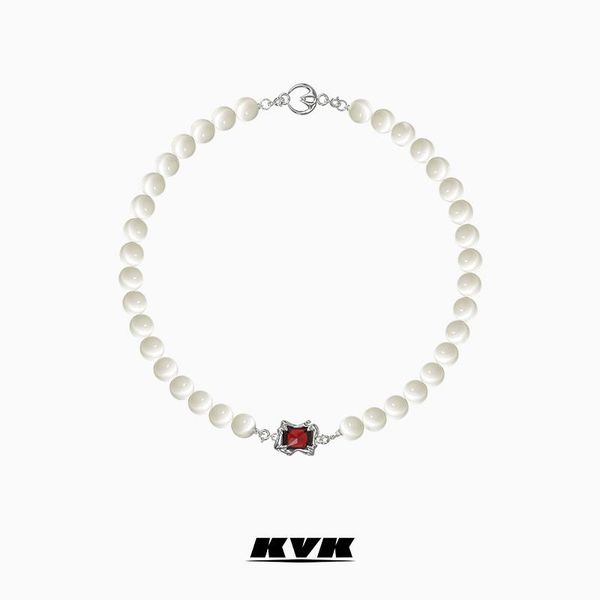 chains kvk white jade beaded mosaic ruby necklace 2021 niche design light luxury female clavicle chain, Silver
chains kvk white jade beaded mosaic ruby necklace 2021 niche design light luxury female clavicle chain, Silver