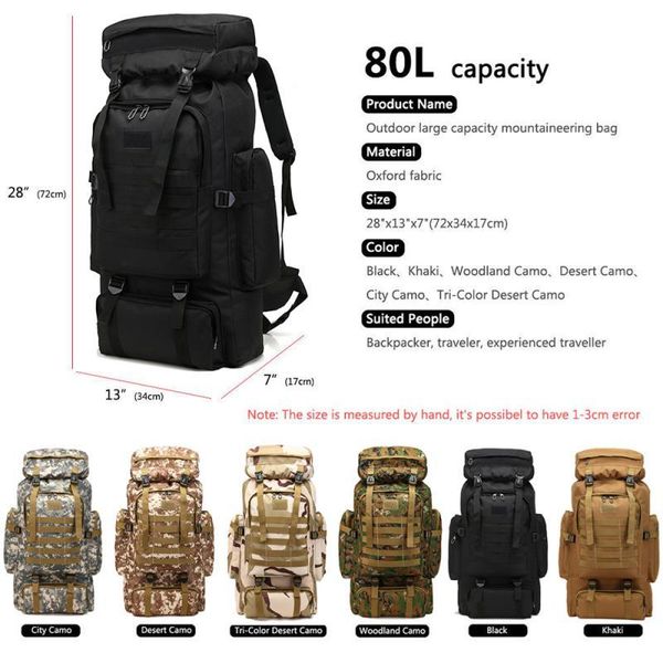 outdoor bags 80l extra large waterproof sport hiking/camping luggage travel backpack hiking bag camping