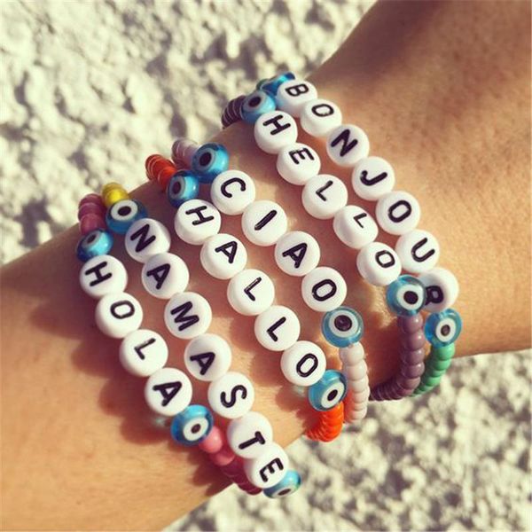 

Beaded, Strands 1PC Handmade Round Square Colorful Alphabet/Letter Resin Beads For DIY Bracelet Necklace Random Letters Bracelets
