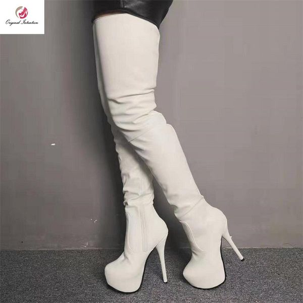 boots original intention stylish over the knee high woman white platform thin heels round toe shoes plus size, Black
boots original intention stylish over the knee high woman white platform thin heels round toe shoes plus size, Black