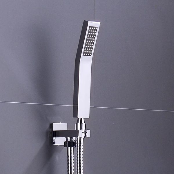 hooks & rails square solid brass chrome hand held shower head with wall connector and stainless steel hose
hooks & rails square solid brass chrome hand held shower head with wall connector and stainless steel hose