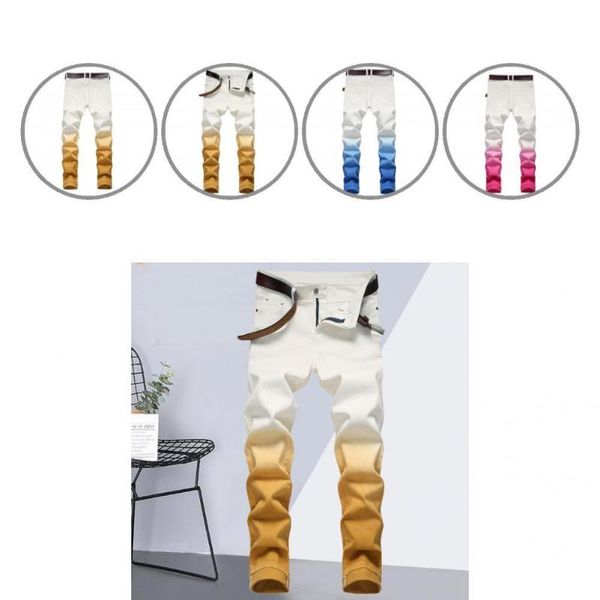 men's jeans autumn stylish elastic buttons zipper pencil pants slim colorful men trousers, Blue
men's jeans autumn stylish elastic buttons zipper pencil pants slim colorful men trousers, Blue