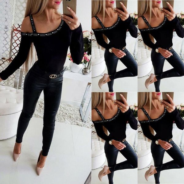 women autumn fashion long sleeve solid single shoulder tight blouse t-shirt women's, White
women autumn fashion long sleeve solid single shoulder tight blouse t-shirt women's, White