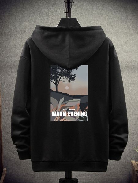 men tree and slogan graphic drop shoulder drawstring hoodie without tee z4pi#, Black
men tree and slogan graphic drop shoulder drawstring hoodie without tee z4pi#, Black