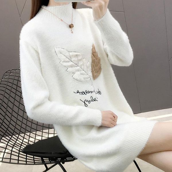 women's sweaters white imitation mink cashmere mid-length knitted sweater pullover plus size loose autumn winter long sleeve pull suete, White;black
women's sweaters white imitation mink cashmere mid-length knitted sweater pullover plus size loose autumn winter long sleeve pull suete, White;black