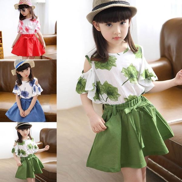 pcs/set girls two piece summer outfits kids baby short sleeve round neck t-shirts + skirt clothing sets, White
pcs/set girls two piece summer outfits kids baby short sleeve round neck t-shirts + skirt clothing sets, White