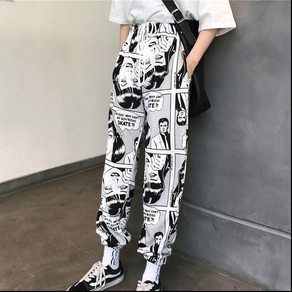 womens capri women pants loose sports casual beam foot harem comics printed joggers mens hip hop trousers, Black;white
womens capri women pants loose sports casual beam foot harem comics printed joggers mens hip hop trousers, Black;white