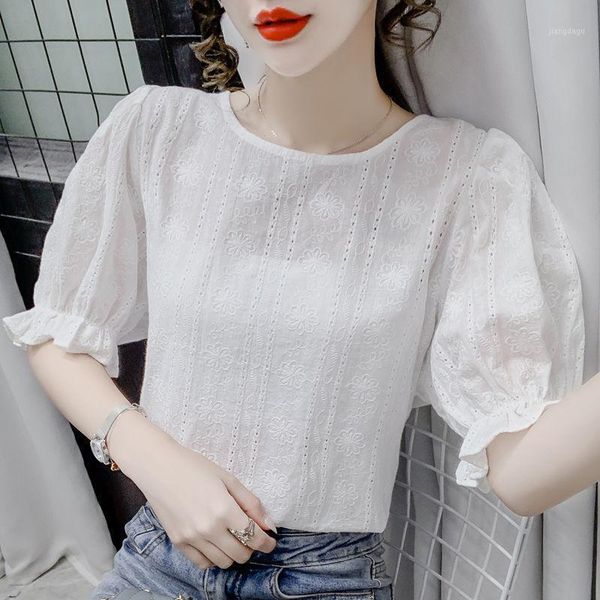 women's blouses & shirts 2021 summer women casual half sleeve o-neck embroidery cotton fashion elegant office lady clothing, White
women's blouses & shirts 2021 summer women casual half sleeve o-neck embroidery cotton fashion elegant office lady clothing, White