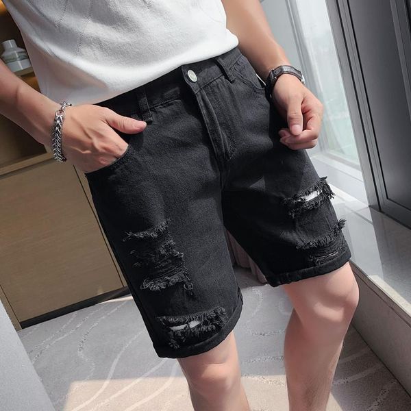 men's jeans 2021 summer men ripped denim shorts white black casual knee length short hole for bermuda male clothing, Blue
men's jeans 2021 summer men ripped denim shorts white black casual knee length short hole for bermuda male clothing, Blue
