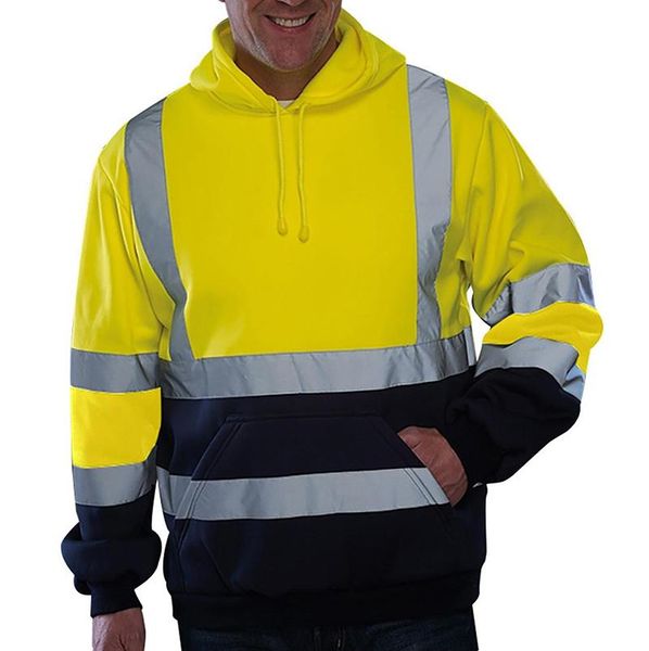 men's hoodies & sweatshirts man hi visibility reflective warm winter front pocket pullover hoodie sweatshirt roadwork safety warming to, Black
men's hoodies & sweatshirts man hi visibility reflective warm winter front pocket pullover hoodie sweatshirt roadwork safety warming to, Black