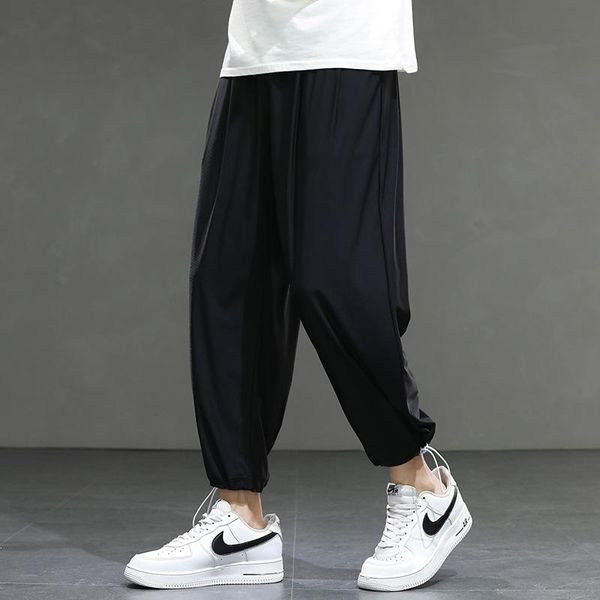 men's pants fashion summer ice silk casual loose and light jogging street style thin trousers breathable sportswear, Black
men's pants fashion summer ice silk casual loose and light jogging street style thin trousers breathable sportswear, Black