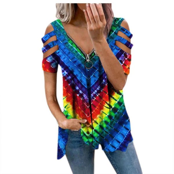 women's blouses & shirts tie dye gradient print v neck zipper blusas summer casual loose womens and plus size pullover tunic chemise f, White
women's blouses & shirts tie dye gradient print v neck zipper blusas summer casual loose womens and plus size pullover tunic chemise f, White