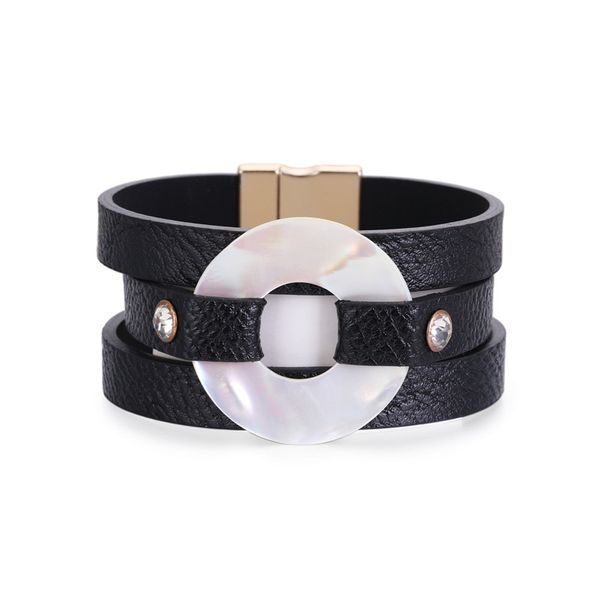 bracelet bohemian multi-layer gilded diamond inlaid plate round buckle bracelet, Black
bracelet bohemian multi-layer gilded diamond inlaid plate round buckle bracelet, Black