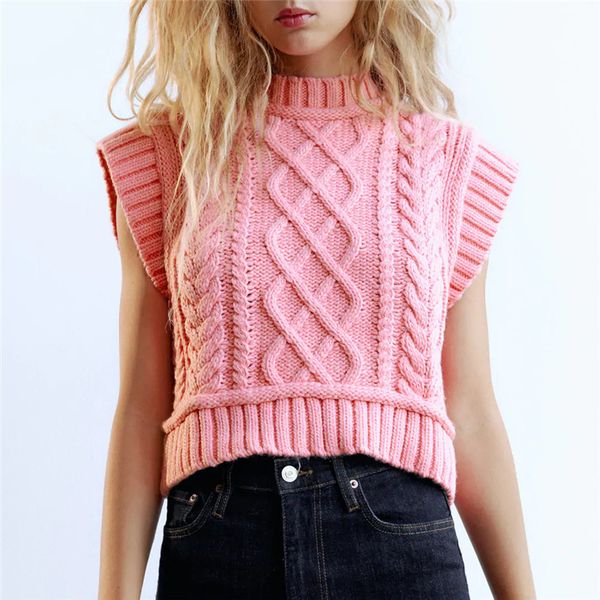 blsqr sweet fashion cable knitted crop vest sweater women vintage o-neck sleeveless female waistcoat pink chic 210430, Black;white
blsqr sweet fashion cable knitted crop vest sweater women vintage o-neck sleeveless female waistcoat pink chic 210430, Black;white