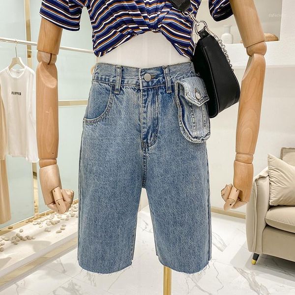 women's jeans summer high waist denim shorts casual loose straight short woman vintage knee length midi pants with pocket, Blue
women's jeans summer high waist denim shorts casual loose straight short woman vintage knee length midi pants with pocket, Blue