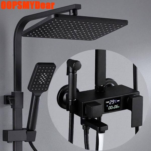 digital shower system bathroom cold smart thermostatic shower set wall mount spa rainfall bath faucet luxury black torneiras
digital shower system bathroom cold smart thermostatic shower set wall mount spa rainfall bath faucet luxury black torneiras