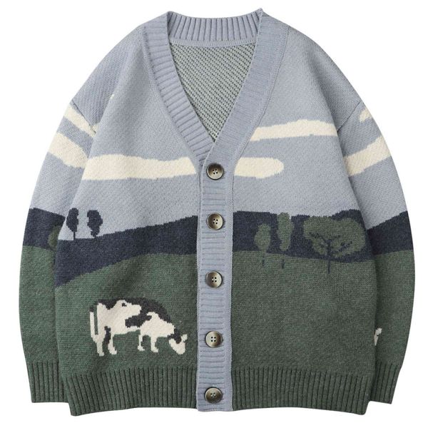 oversize streetwear loose cardigan pullover women hip hop knitted men prairie cow pattern harajuku sweater, White;black
oversize streetwear loose cardigan pullover women hip hop knitted men prairie cow pattern harajuku sweater, White;black