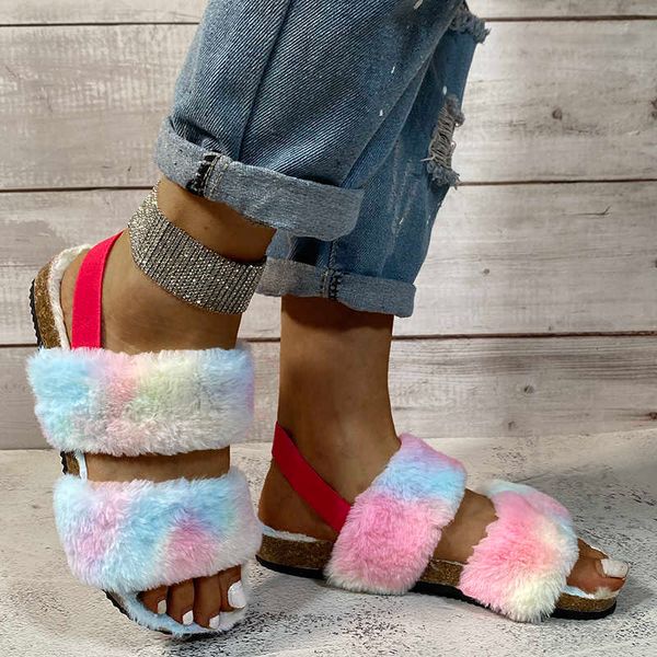weibate fluffy women's outdoor plush fur sandals home house slippers with rubber soles non-slip indoor for use y0721, Black
weibate fluffy women's outdoor plush fur sandals home house slippers with rubber soles non-slip indoor for use y0721, Black