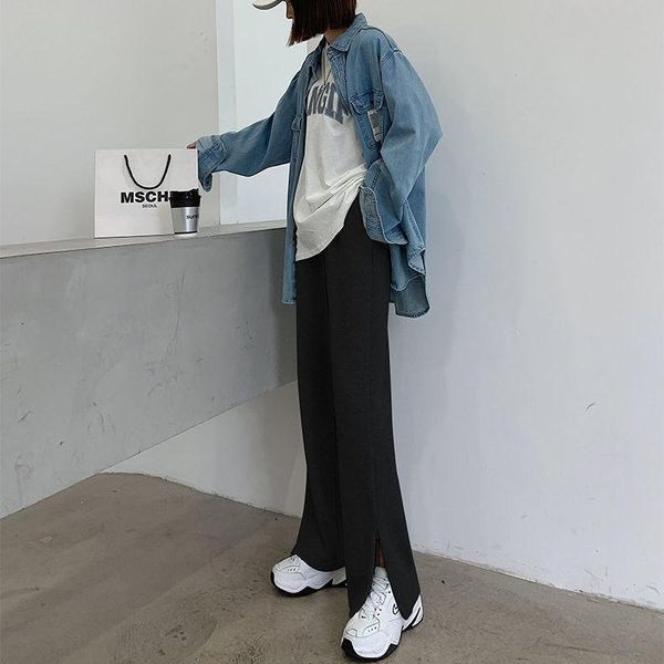 women's pants & capris vintage female side zippers split elastic high waist loose wide-legged trousers spring grey sports casual cotton, Black;white
women's pants & capris vintage female side zippers split elastic high waist loose wide-legged trousers spring grey sports casual cotton, Black;white