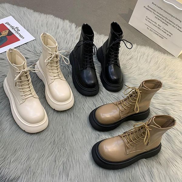 boots platform leather women autumn fashion heels pumps shoes med chunky heel round toe back zip combat sock shoe, Black
boots platform leather women autumn fashion heels pumps shoes med chunky heel round toe back zip combat sock shoe, Black