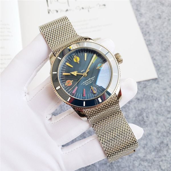 men's selling watches imported movement waterproof outdoor adventure diving fine steel watchchain 46mm large dial mechanical watch colo, Slivery;brown
men's selling watches imported movement waterproof outdoor adventure diving fine steel watchchain 46mm large dial mechanical watch colo, Slivery;brown