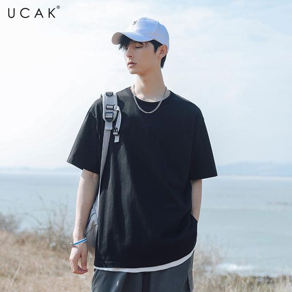 men's t-shirts ucak brand men t shirt summer loose casual short sleeve solid color tshirt pure cotton t-shirt tee u5672, White;black
men's t-shirts ucak brand men t shirt summer loose casual short sleeve solid color tshirt pure cotton t-shirt tee u5672, White;black