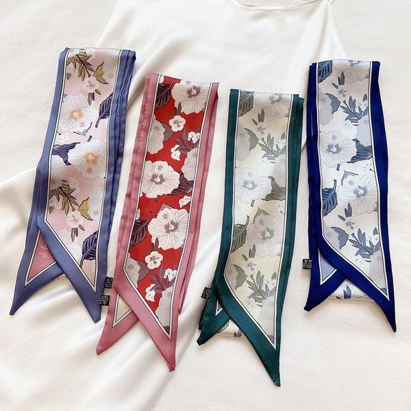 women thin narrow skinny scarf flower print long soft silk hair band belt multi-functional kerchief lady bag decoration scarves, Blue;gray
women thin narrow skinny scarf flower print long soft silk hair band belt multi-functional kerchief lady bag decoration scarves, Blue;gray