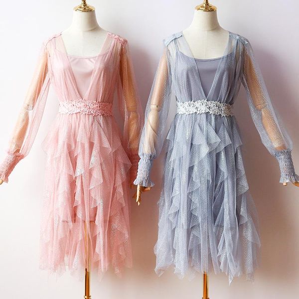 casual dresses 2pieces set spring summer autumn mesh sweet fall elegant club slim long sleeve princess party cake women dress, Black;gray
casual dresses 2pieces set spring summer autumn mesh sweet fall elegant club slim long sleeve princess party cake women dress, Black;gray