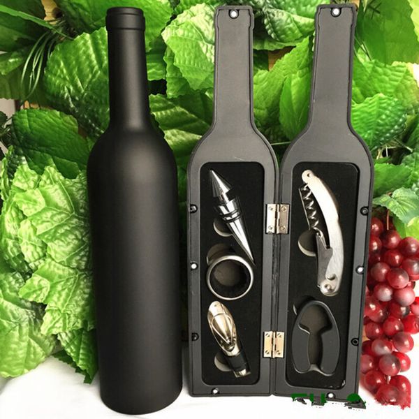 Image of Wine Bottle Corkscrew Opener Set 3pcs 5pcs Bottle-Shaped Holder Bottle Openers Stopper Pourer Kits Accessories Wines Tools