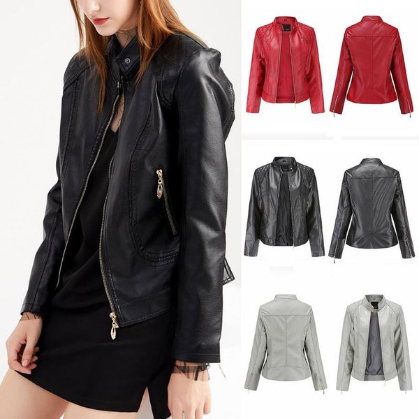 women's jackets black jacket streetwear women slim leather stand collar zip motorcycle suit belt coat chaqueta de cuero mujer, Black;brown
women's jackets black jacket streetwear women slim leather stand collar zip motorcycle suit belt coat chaqueta de cuero mujer, Black;brown