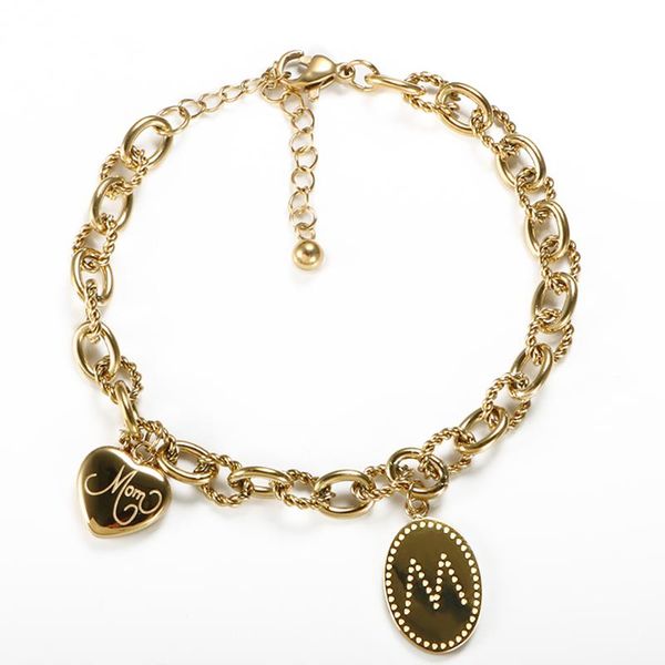 link, chain fashion love heart charm link bracelet oval m pendant women bracelets for mom jewelry gift, Black
link, chain fashion love heart charm link bracelet oval m pendant women bracelets for mom jewelry gift, Black
