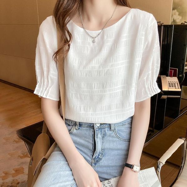 women's blouses & shirts 2021 summer french sweet thin breathable chiffon shirt women 's short sleeve fashion elegant, White
women's blouses & shirts 2021 summer french sweet thin breathable chiffon shirt women 's short sleeve fashion elegant, White