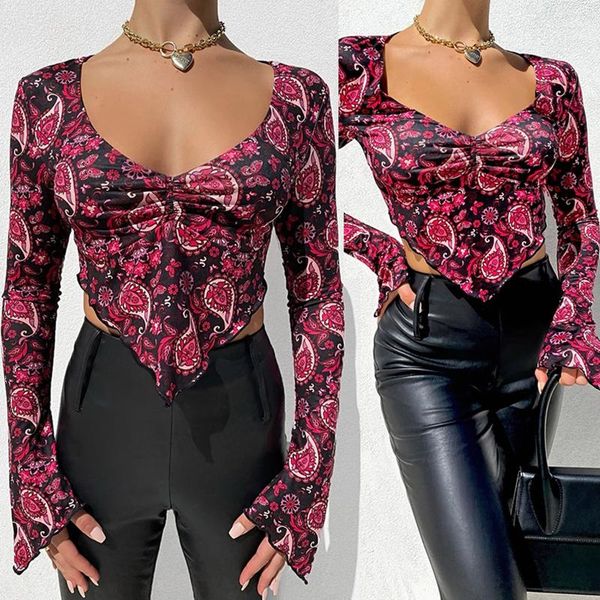 women's t-shirt summer v-neck print casual women shirt vintage loose long sleeve pullover tshirt y2k crop streetwear, White
women's t-shirt summer v-neck print casual women shirt vintage loose long sleeve pullover tshirt y2k crop streetwear, White
