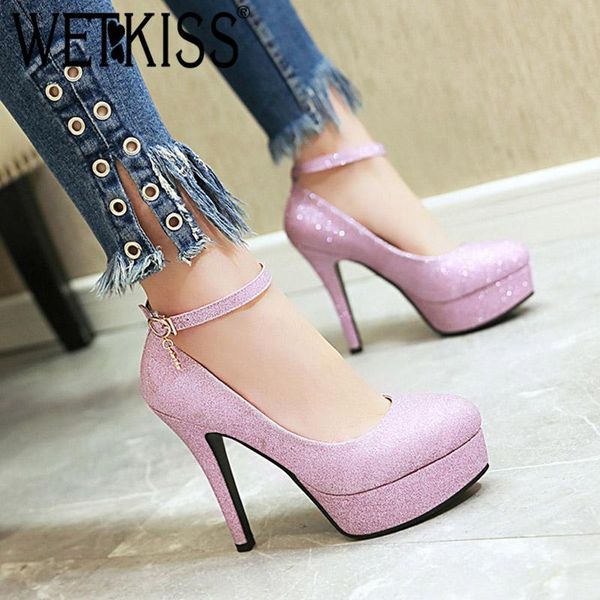 ankle strap women pumps round toe footwear shallow glitter high heels female bling shoes wedding platform woman dress, Black
ankle strap women pumps round toe footwear shallow glitter high heels female bling shoes wedding platform woman dress, Black