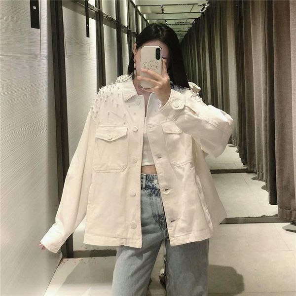 women's jackets lapel artificial pearls pocket loose casual jacket top, Black;brown
women's jackets lapel artificial pearls pocket loose casual jacket top, Black;brown
