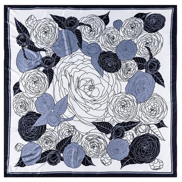 scarves women silk scarf fashion floral flower print square foulards female large shawl wrap hijab bandanas 130*130cm, Blue;gray 
scarves women silk scarf fashion floral flower print square foulards female large shawl wrap hijab bandanas 130*130cm, Blue;gray