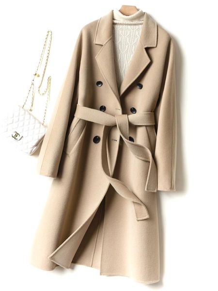 women's wool & blends winter korean loose high-end double-sided cashmere coat medium and long camel off-season, Black
women's wool & blends winter korean loose high-end double-sided cashmere coat medium and long camel off-season, Black