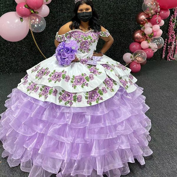 lavender quinceanera dresses ball gown off shoulder beaded crystal ruffles skirt sweet 16 dress vestidos de 15 anos, Blue;red
lavender quinceanera dresses ball gown off shoulder beaded crystal ruffles skirt sweet 16 dress vestidos de 15 anos, Blue;red