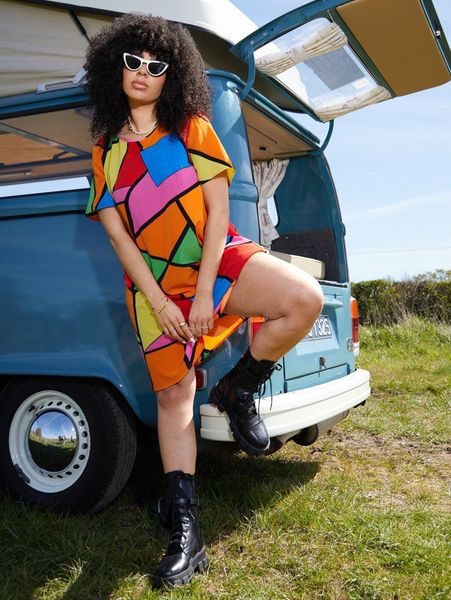 plus geo print tunic dress a8to#, Black
plus geo print tunic dress a8to#, Black