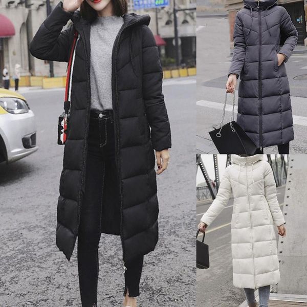 women's down & parkas thickened overcoat warm winter hoodie full zipper solid color slim long outwear coat jacket with pocket, Black
women's down & parkas thickened overcoat warm winter hoodie full zipper solid color slim long outwear coat jacket with pocket, Black