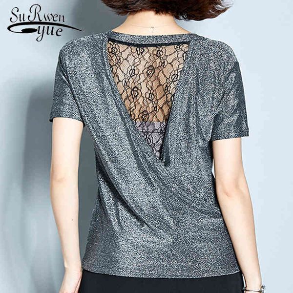 summer short sleeve blouse women blusas mujer de moda backless silver shirts s and blouses 4147 50 210508, White
summer short sleeve blouse women blusas mujer de moda backless silver shirts s and blouses 4147 50 210508, White