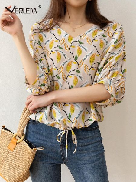 women's blouses & shirts verlena 100% silk femme three quarter sleeve v-neck plants pattern print yellow shirt drawstring summer women, White
women's blouses & shirts verlena 100% silk femme three quarter sleeve v-neck plants pattern print yellow shirt drawstring summer women, White
