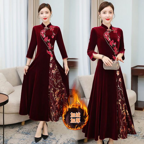 202 autumn since floral fashion shreds noble lady velvet cheongsam dress for wedding and party y57 2jn5, Black;gray 
202 autumn since floral fashion shreds noble lady velvet cheongsam dress for wedding and party y57 2jn5, Black;gray