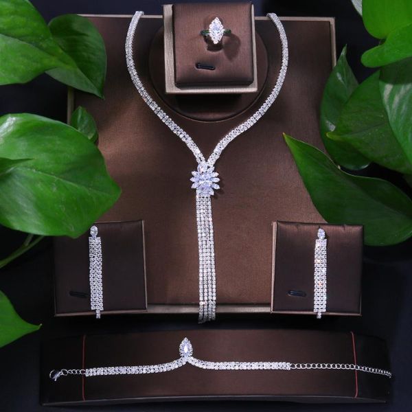 earrings & necklace elegant crystal bridal jewelry sets women and bracelet ring wedding cz set wholesale, Silver
earrings & necklace elegant crystal bridal jewelry sets women and bracelet ring wedding cz set wholesale, Silver