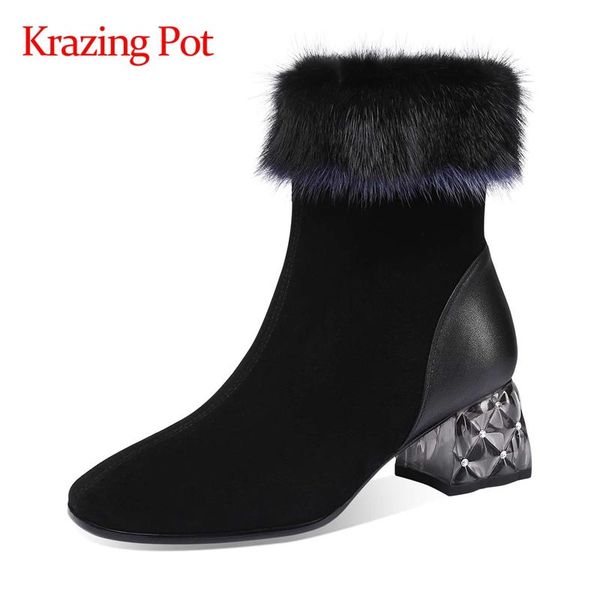 boots krazing pot large size sheep suede round toe high heel winter shoes beauty lady daily wear fashion ankle l16, Black
boots krazing pot large size sheep suede round toe high heel winter shoes beauty lady daily wear fashion ankle l16, Black