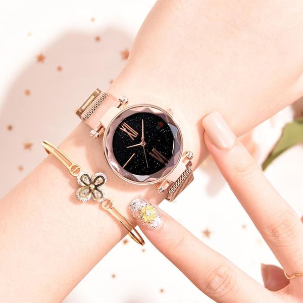 wristwatches starry sky watch woman magnetic rose gold steel watchband fashion ladies quartz wrist watches female roman numeral, Slivery;brown
wristwatches starry sky watch woman magnetic rose gold steel watchband fashion ladies quartz wrist watches female roman numeral, Slivery;brown