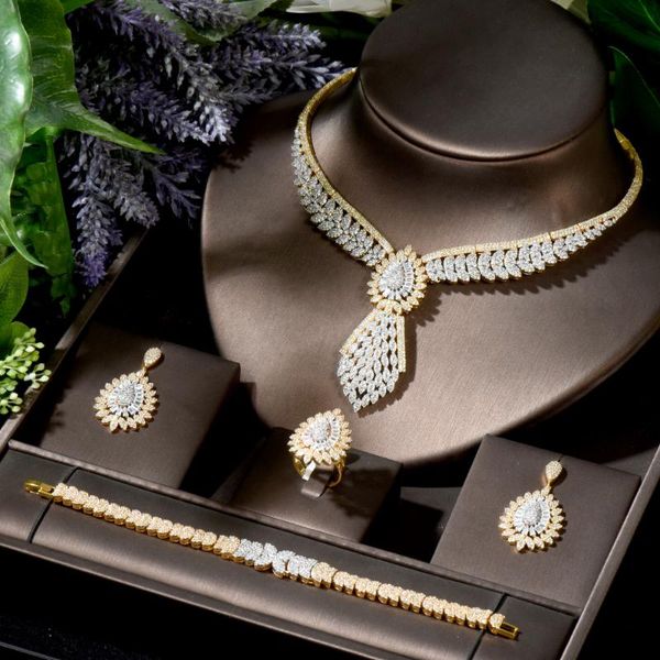 earrings & necklace hibride luxury 2 tones water drop shape jewelry sets for women bridal nigeria wedding 4pcs earring bijoux n-1806, Silver
earrings & necklace hibride luxury 2 tones water drop shape jewelry sets for women bridal nigeria wedding 4pcs earring bijoux n-1806, Silver