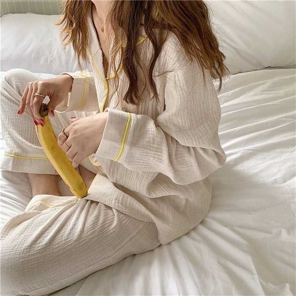 qweek cotton home wear korean pajama girls spring autumn pyjamas long sleeve pijamas simple two piece set loungewear 211215, Black;red
qweek cotton home wear korean pajama girls spring autumn pyjamas long sleeve pijamas simple two piece set loungewear 211215, Black;red