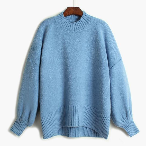 women's sweaters half turtleneck collar lantern sleeve bottomed sweater pullover 2021 spring thickened loose fit casual, White;black
women's sweaters half turtleneck collar lantern sleeve bottomed sweater pullover 2021 spring thickened loose fit casual, White;black