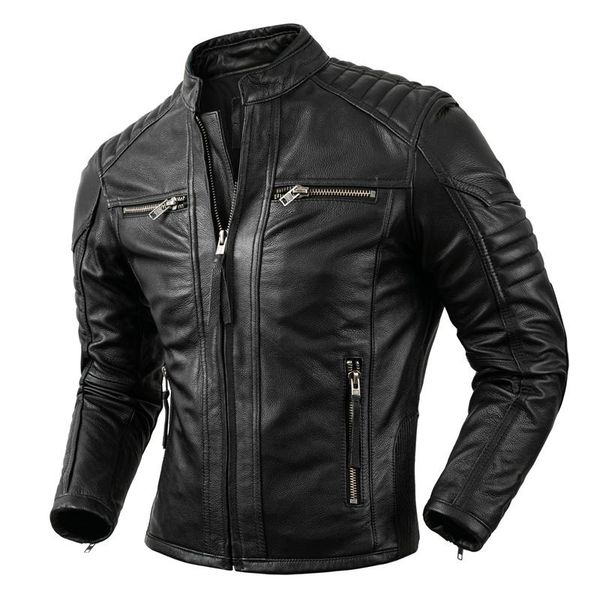 men's leather & faux 2021 motorcycle causal vintage coat men autumn outfit fashion biker pocket design layer cow jacket, Black
men's leather & faux 2021 motorcycle causal vintage coat men autumn outfit fashion biker pocket design layer cow jacket, Black